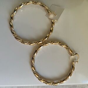 Gold Twisted Hoop Earrings